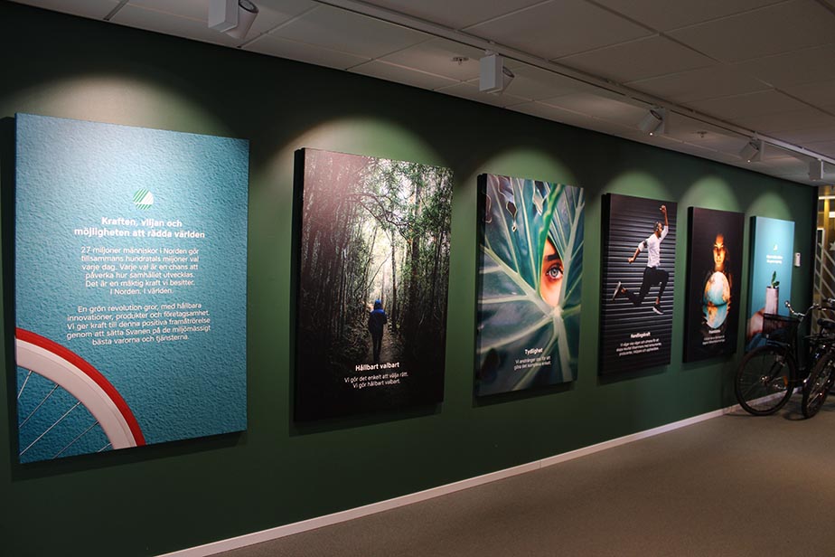 Office wall with photos at Ecolabelling Sweden